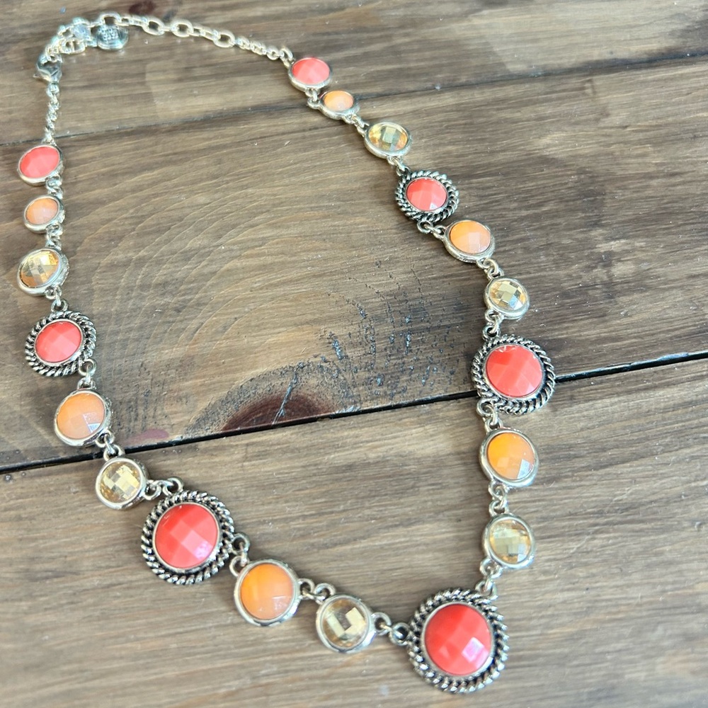 Elegant Coral and Amber 18” Necklace